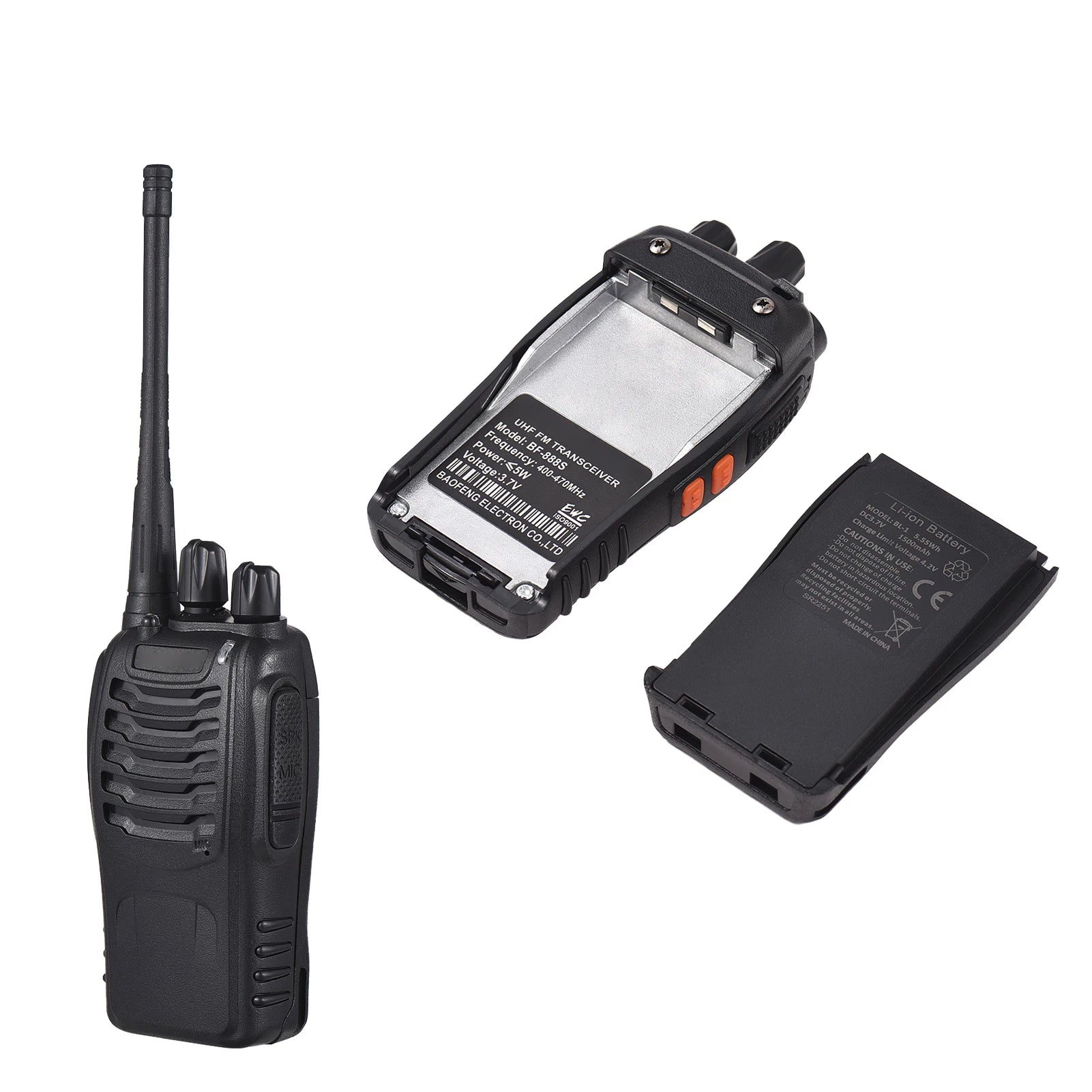 Walkie Talkies de BF-888s, 2 paquetes, Radios bidireccionales de largo alcance recargables a prueba de agua con auriculares, transceptor portátil de mano
