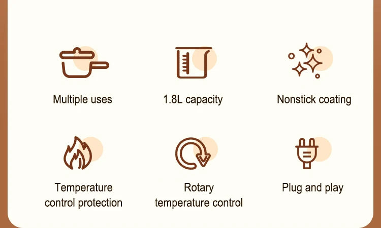 Olla eléctrica, aparato de cocina de doble capa para el hogar, olla caliente, calentador de sopa, cocina multifunción, Mini sartén antiadherente