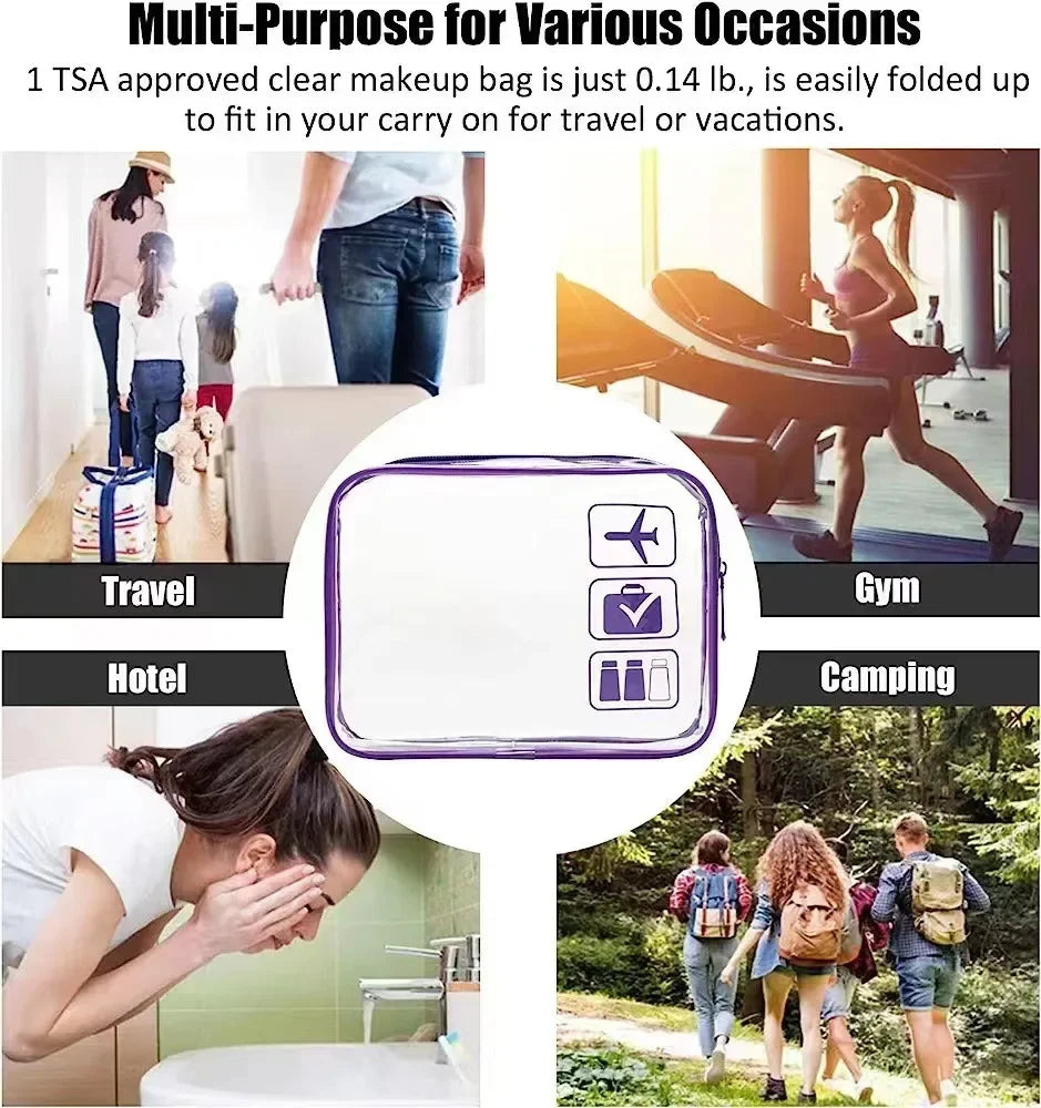 Bolsa organizadora de embalaje de viaje de PVC transparente para mujer, bolsa de viaje para cepillo de dientes, toalla, equipaje, bolsa de almacenamiento de artículos de tocador y cosméticos