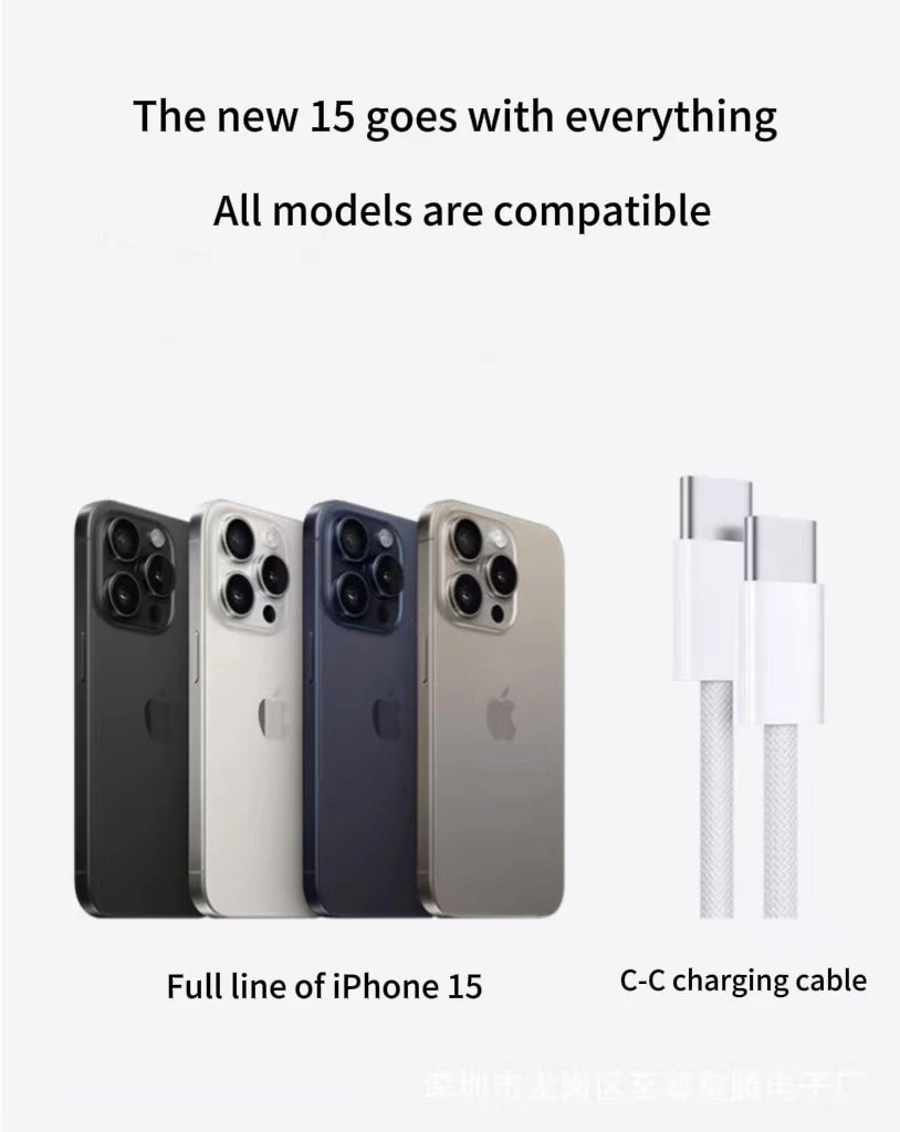 Cable USB C a C de carga rápida blanco, Cable cargador rápido USB tipo C trenzado de nailon de 60W para IPhone15/Samsung/Oppo/Vivo/Redmi A, 1 ud.