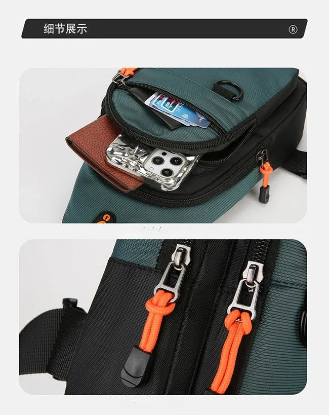 Riñoneras informales con estilo para hombre, bolso de pecho para hombre, bolso de pecho a la moda, bolso de hombro tipo bandolera de tela Oxford ligero
