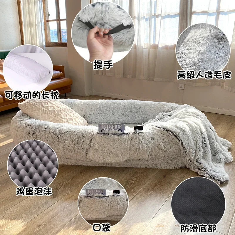 Cama gigante para perros para humanos, cama de esponja de felpa para humanos y perros, colchón informal tanto para humanos como perros.