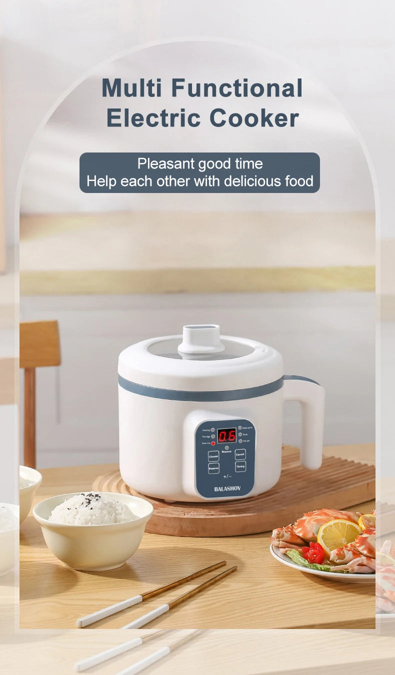 Olla arrocera eléctrica de 1,7 l, doble capa, 220V, multicocina antiadherente, multicocina mecánica inteligente, olla de arroz al vapor para el hogar