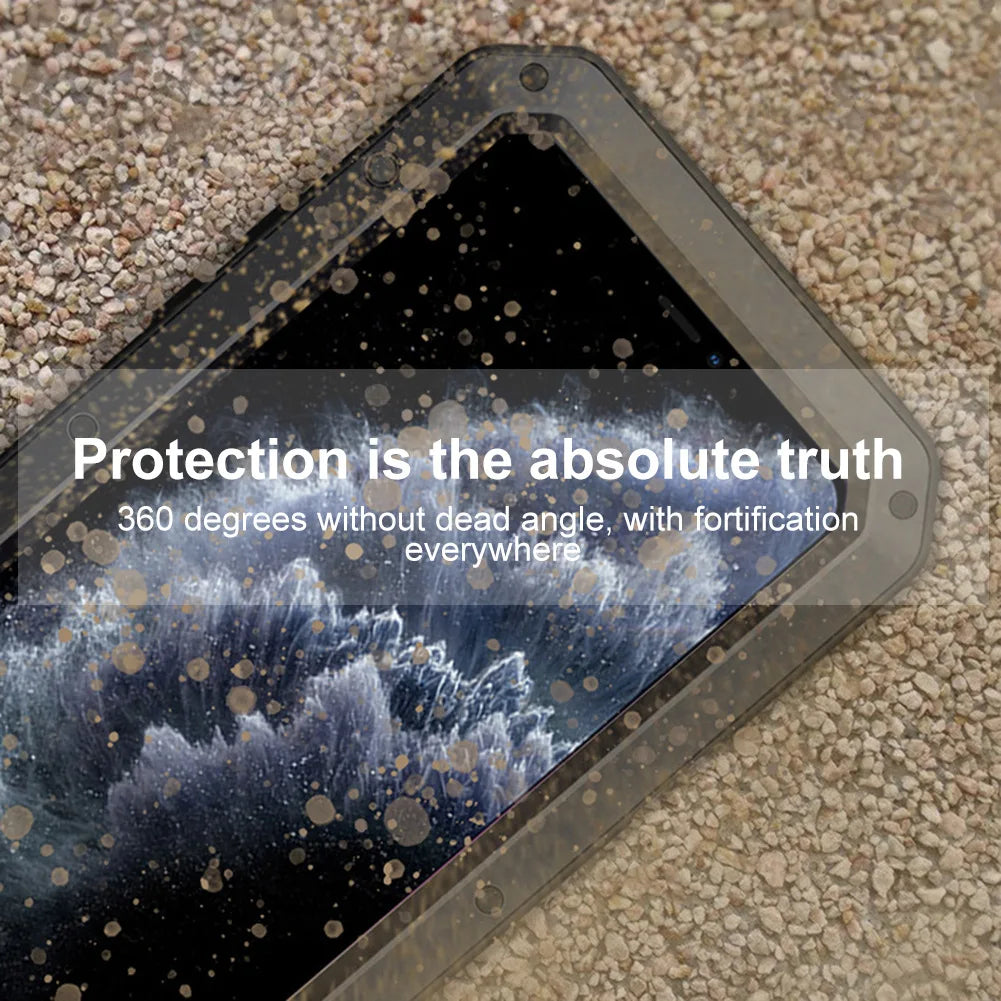 Funda protectora Armor resistente para iPhone 16 7 8 Plus XR Xs 11 12 13 15 16 Pro Max 14 Plus SE 360 cubierta de tanque de Metal a prueba de golpes