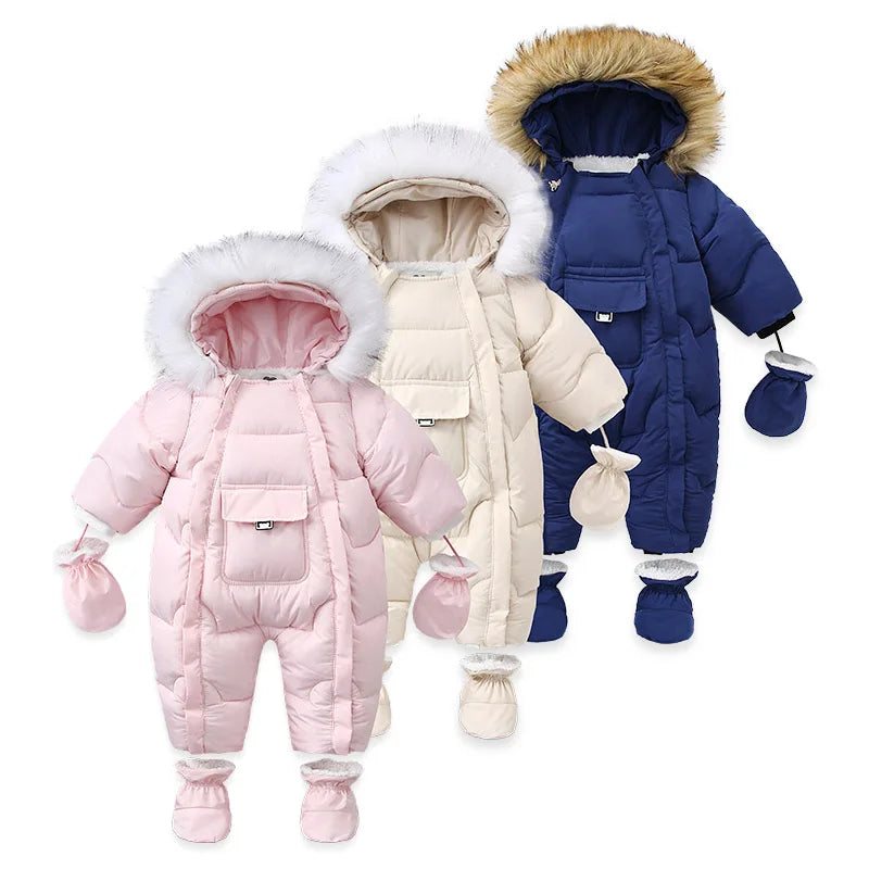 Ircomll, ropa de bebé de alta calidad, monos para niños, invierno con capucha y piel, pelele cálido para niños, mono, ropa para niños pequeños