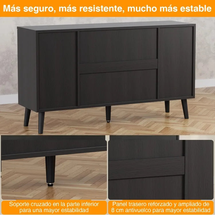Mueble Grande para Cafetería con Cajones para Almacenamiento de Vino, Aparador Acanalado, Mueble Geométrico para Comedor, Cocina, Hogar, Sala de Estar
