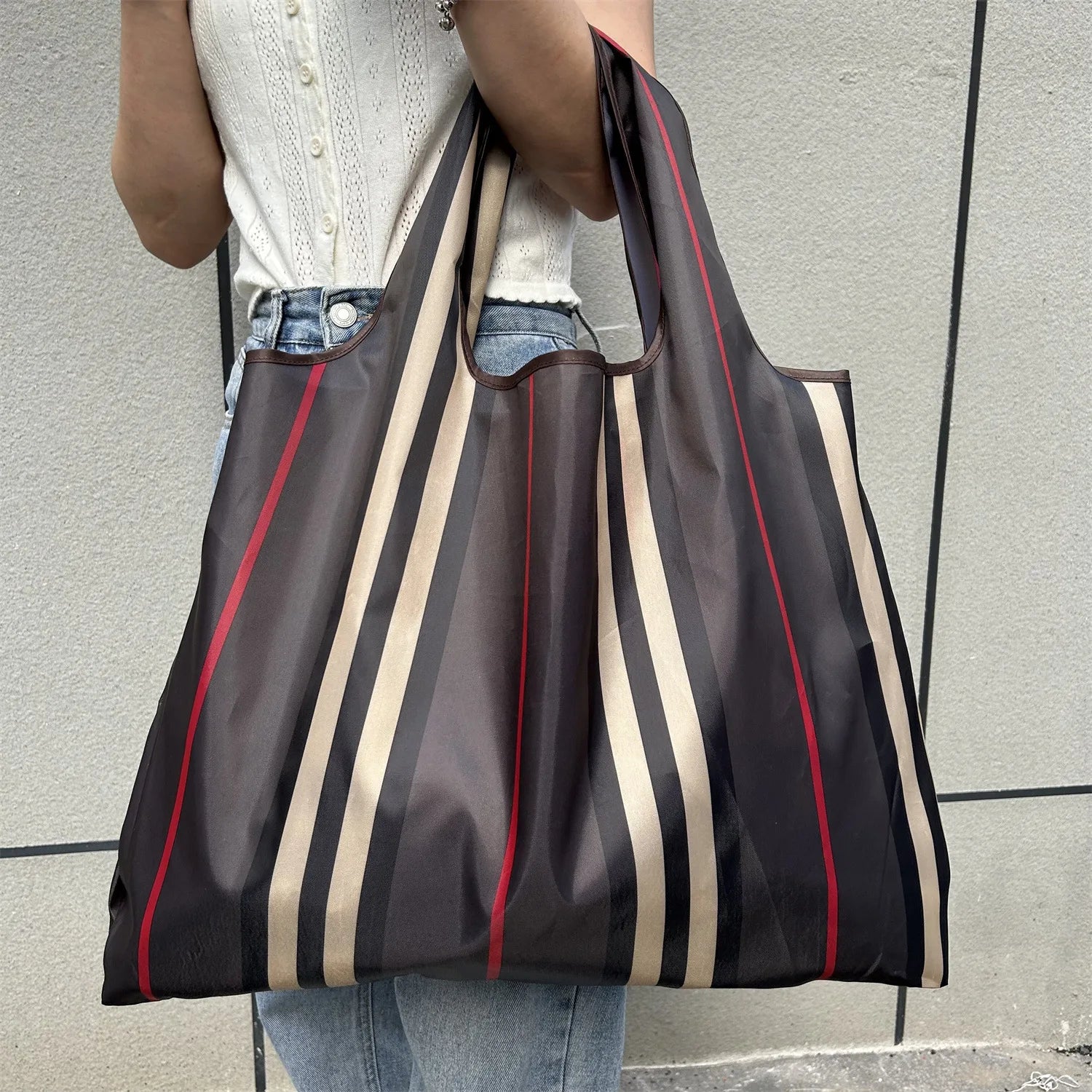 Bolsa de compras plegable de gran capacidad, bolsa de tela Oxford ecológica, impermeable, para viaje, bolso de hombro, reutilizable