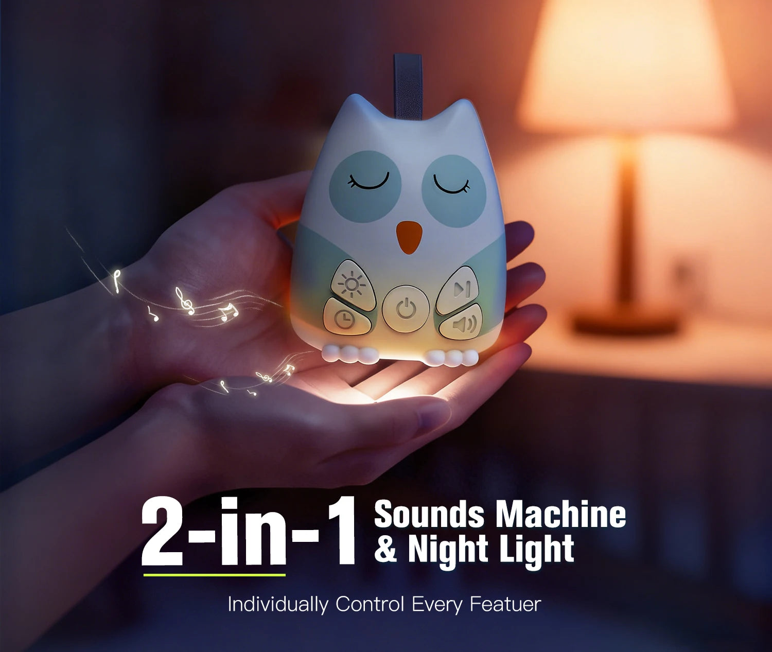 Máquina portátil de sonido de ruido blanco para bebé, 30 sonidos relajantes, Sensor de llanto para bebés con temporizador de luz nocturna recargable