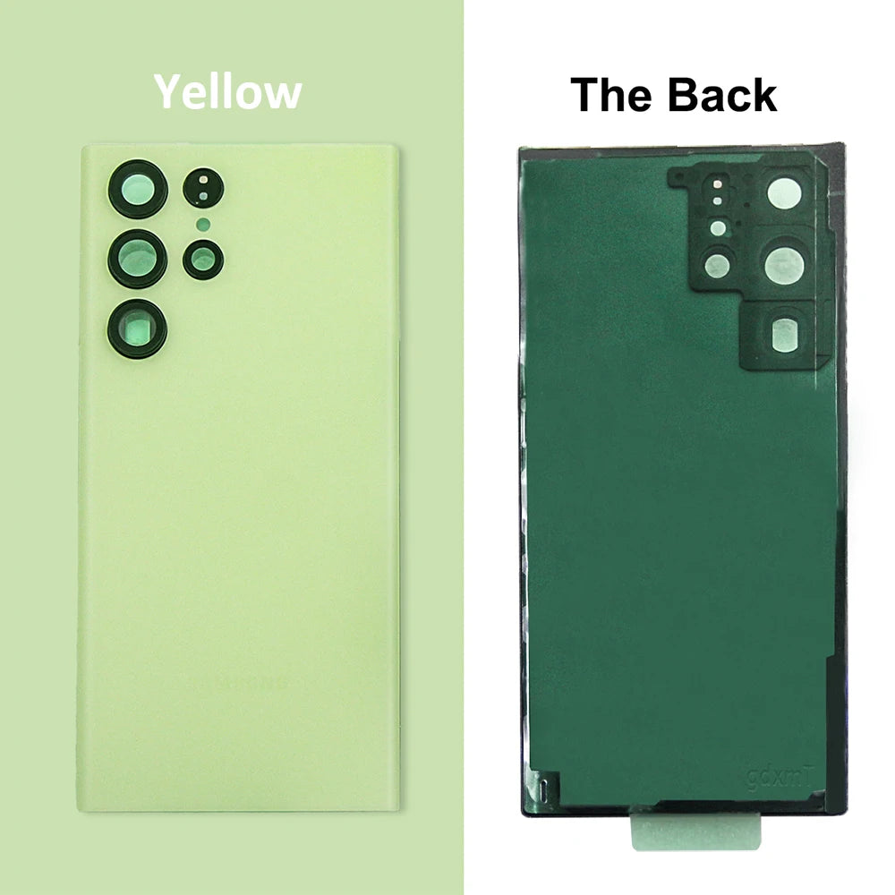 Carcasa Trasera para Samsung S23 Ultra, Tapa de Batería, Repuesto de Cubierta Trasera del Teléfono + Marco de Cámara y Lente