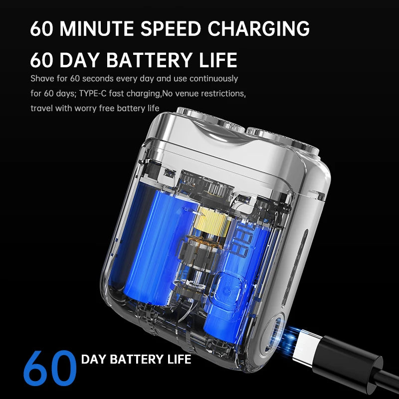 Mini Afeitadora eléctrica inteligente para el hogar y el coche, afeitadora recargable de doble hoja con pantalla Digital, potente herramienta recortadora de barba