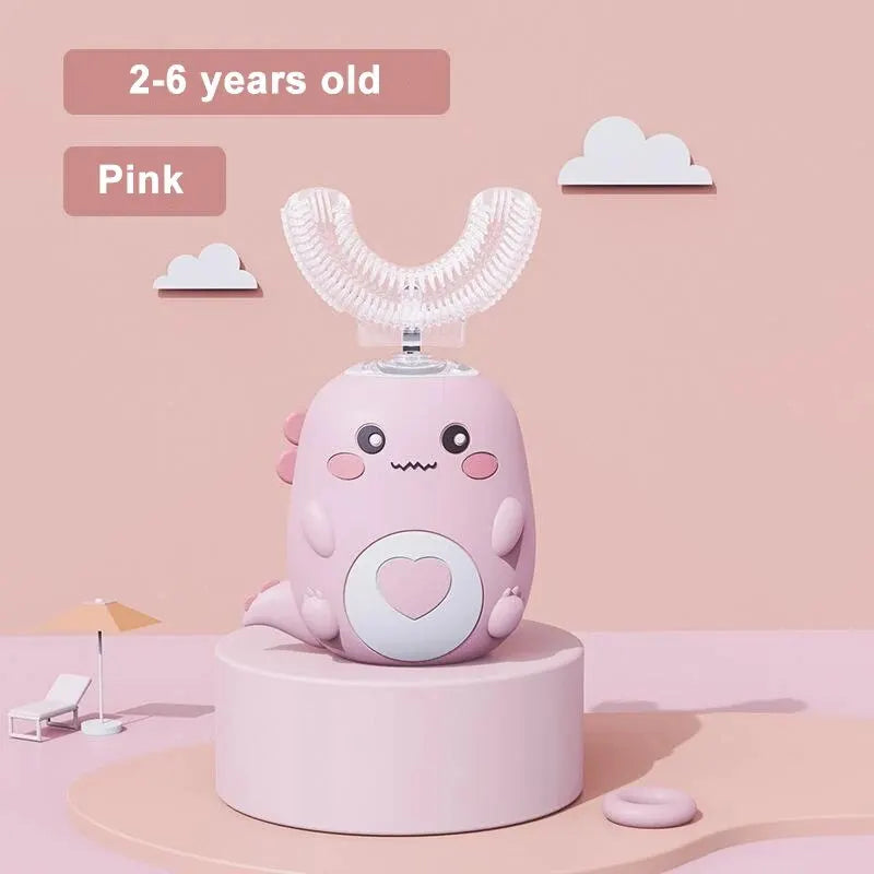 Cepillo de dientes eléctrico para niños, silicona de calidad alimentaria, Oral, carga Usb automática de 360 grados, cepillo de dientes inteligente para niños en forma de U