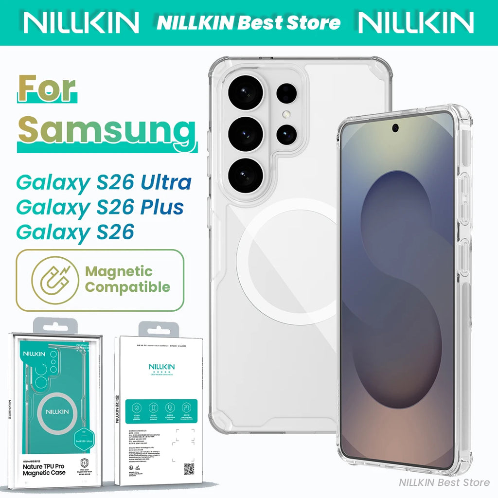 Nillkin para Samsung Galaxy S26 Ultra S26 Plus S26 funda magnética Magsafe Tpu + Pc 360 Airbag a prueba de golpes Hd cubierta dura transparente
