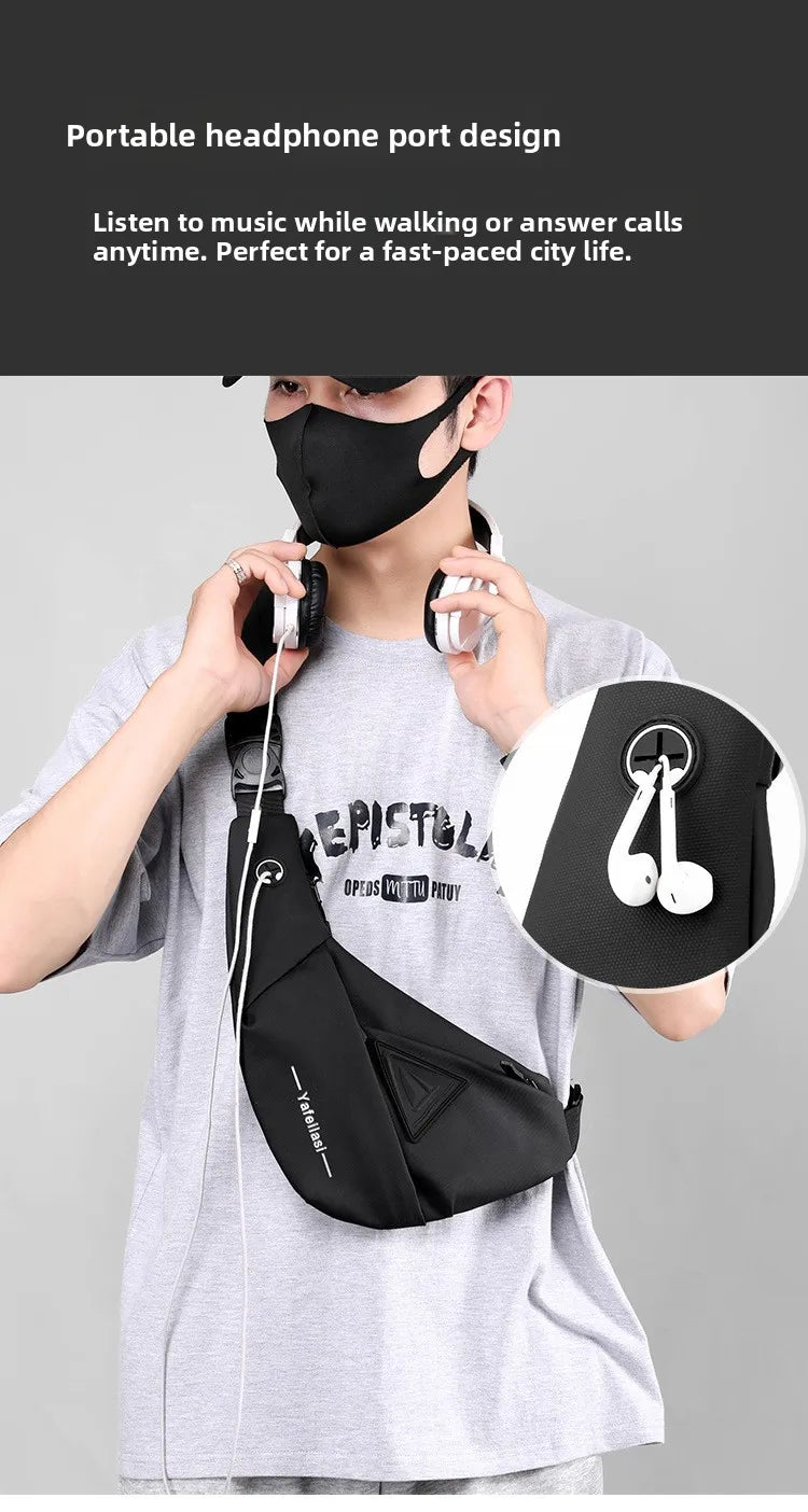 Bolso de Pecho Impermeable para Hombre, Bandolera, Mochila para Viajes Diarios, Membrana de Cuero Resistente a Salpicaduras, Ideal para Viajes Casuales