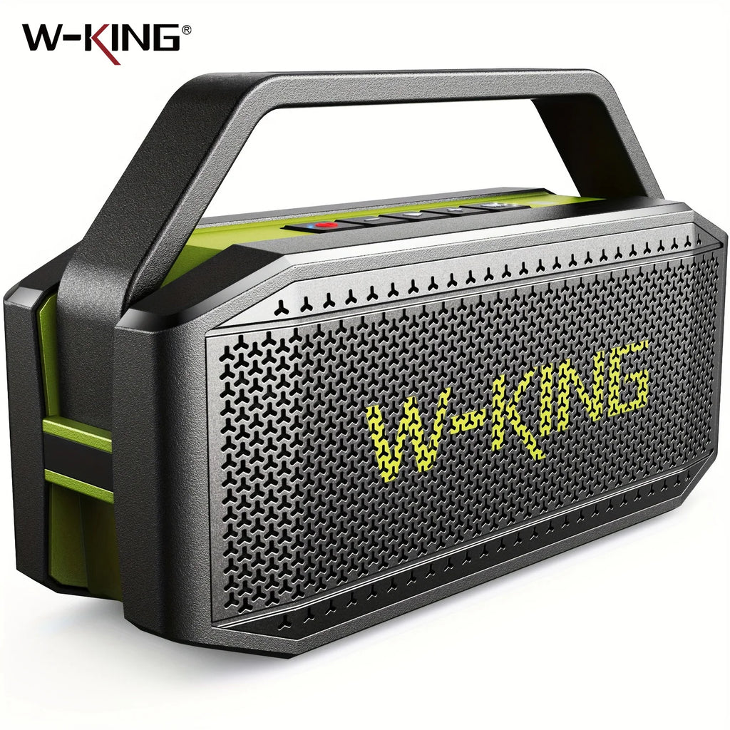 Altavoz Bluetooth W-KING D9-1 Verde, 100W Pico, 60W HD, IPX6, Portátil, Inalámbrico, Resistente al Agua, para Fiestas al Aire Libre, con 2 Subwoofers/Radiador Pasivo Extra Grande, Bajos Profundos, 40H, PowerBank, TF, AUX, E