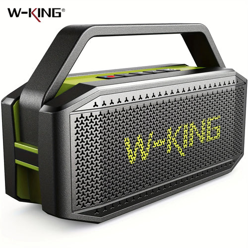 Altavoz Bluetooth W-KING D9-1 Verde, 100W Pico, 60W HD, IPX6, Portátil, Inalámbrico, Resistente al Agua, para Fiestas al Aire Libre, con 2 Subwoofers/Radiador Pasivo Extra Grande, Bajos Profundos, 40H, PowerBank, TF, AUX, E