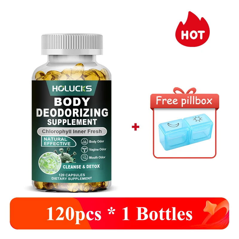 Cápsulas de Clorofila Natural, Suplemento para Desintoxicación Interna, Desodorante Corporal, Promueve el Bienestar Digestivo y de la Piel