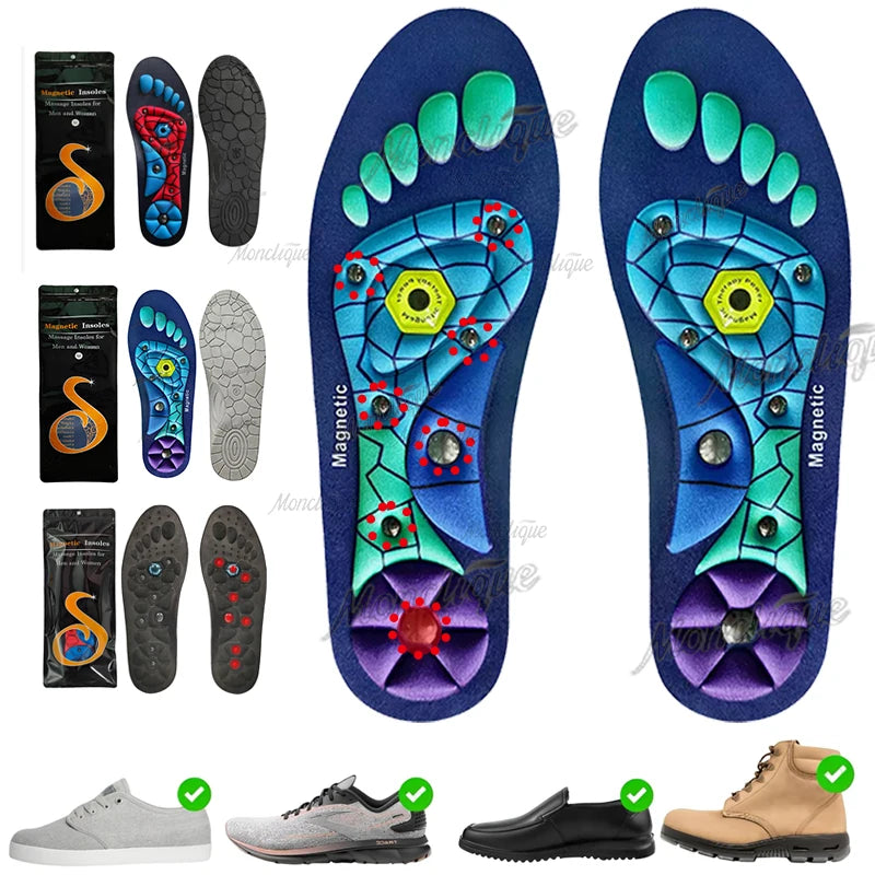 Plantillas de acupresión para pies, terapia magnética, reflexología, cuidado de la salud, almohadillas para zapatos, soporte para arco, absorción de impacto, suelas de zapatos cómodas