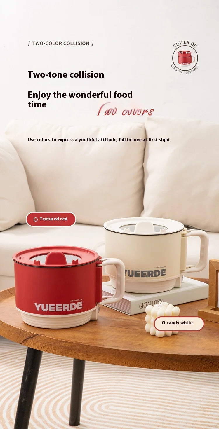 Olla calefactora eléctrica portátil, cocina multiusos de 1,5 l con tapa, Control automático de temperatura, cocina rápida para fideos instantáneos