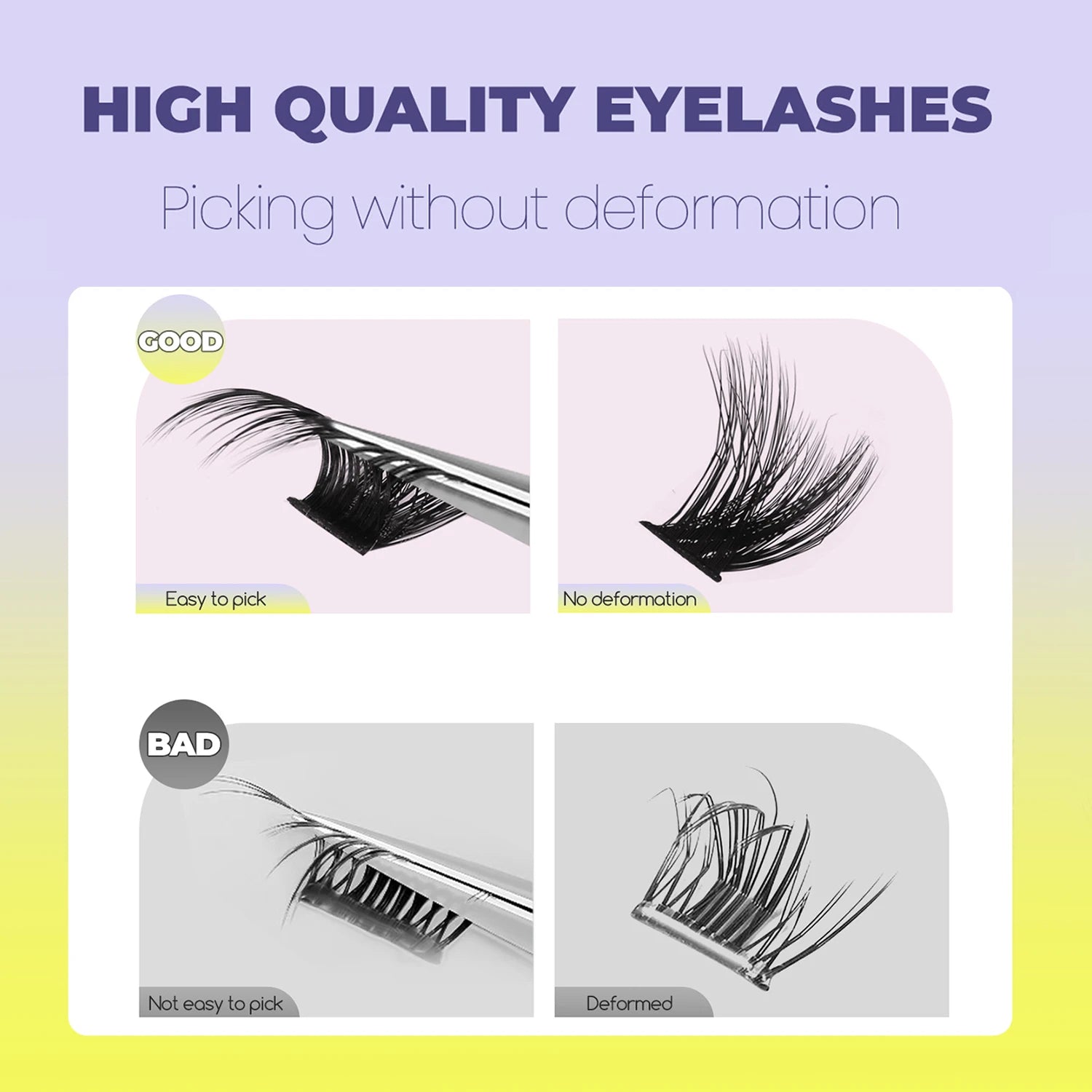 GROINNEYA grupos de pestañas pestañas de gato extensiones de pestañas individuales tenues volumen grupos esponjosos pestañas DIY maquillaje de pestañas