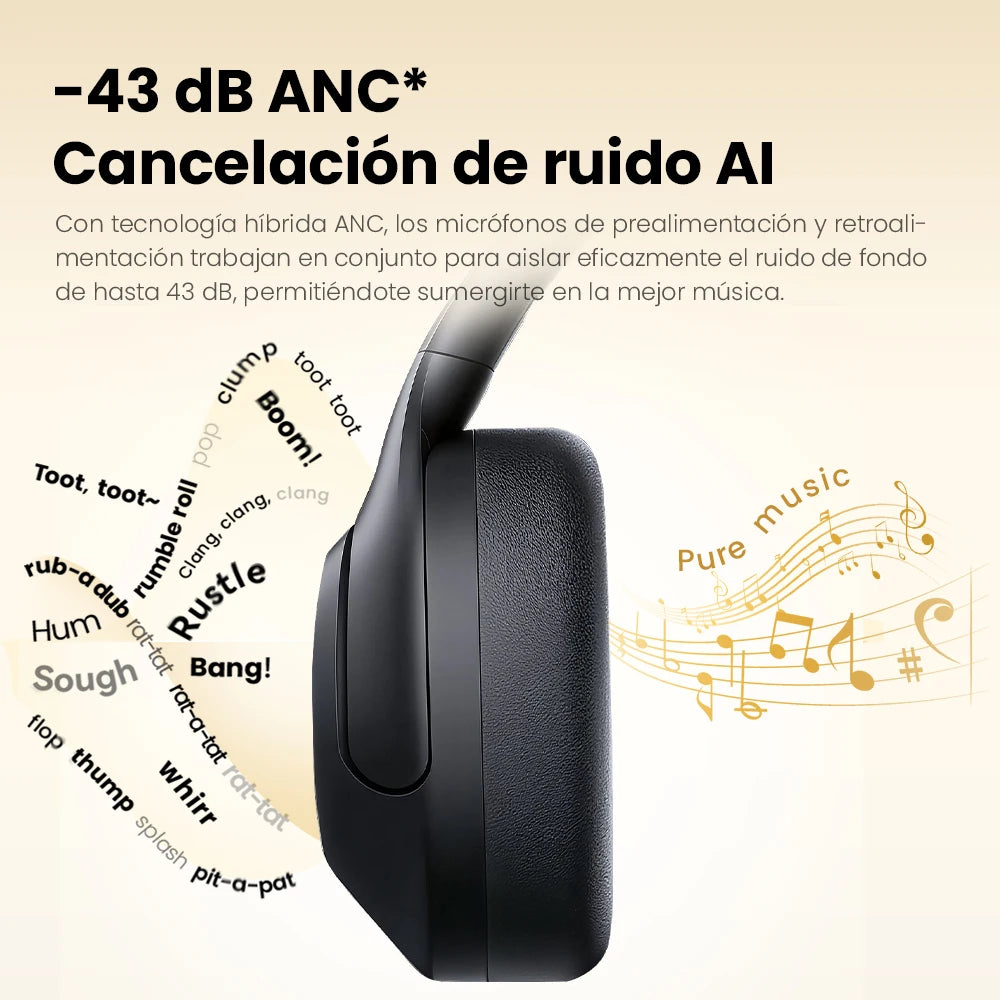 HAYLOU S30 Auriculares Inalámbricos Bluetooth 5.4 43dB Auriculares Adaptativos con Cancelación de Ruido 40mm Driver 80H Playtime