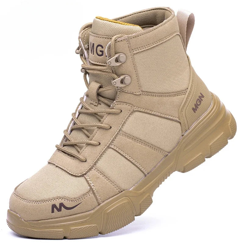 Botas de seguridad indestructibles para hombre, zapatos cómodos con punta de acero, zapatillas antigolpes a prueba de pinchazos, botas de trabajo antideslizantes para hombre