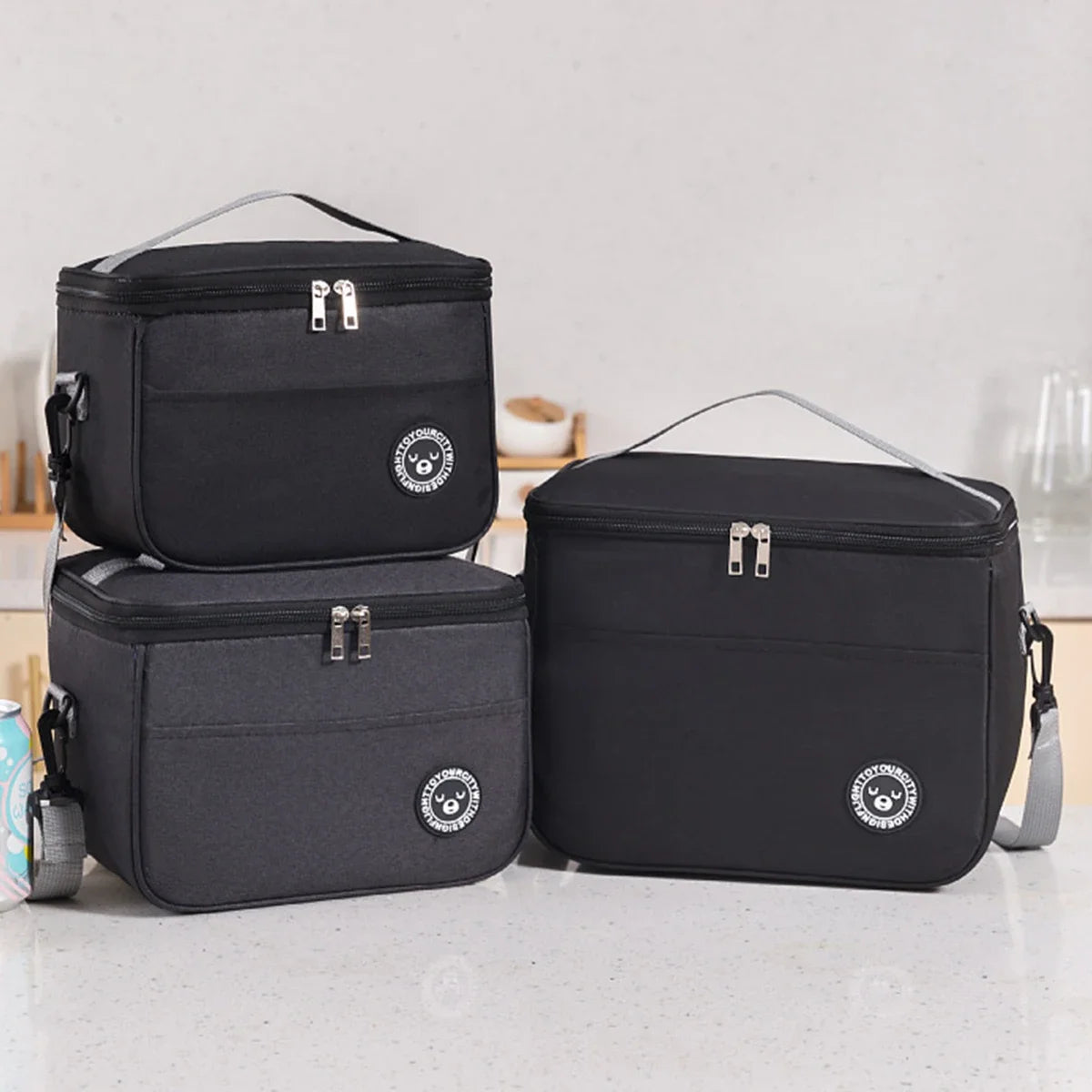 Bolsa térmica portátil con correa para el hombro, bolsa para lonchera, bolsa de almuerzo impermeable y gruesa para estudiantes.
