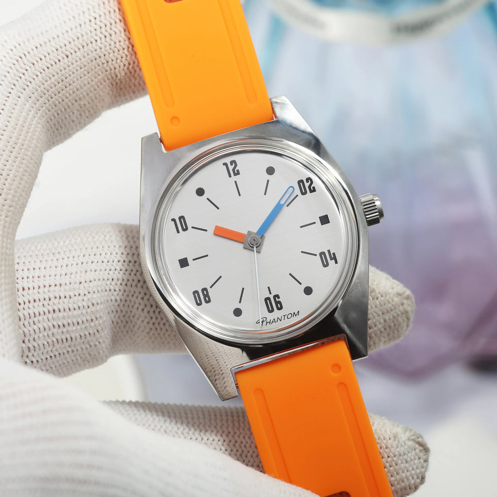 Un regalo pensado. Movimiento de cuerda manual de 36 mm. Reloj mecánico favorito de los hombres jóvenes con un diseño Bauhaus moderno.