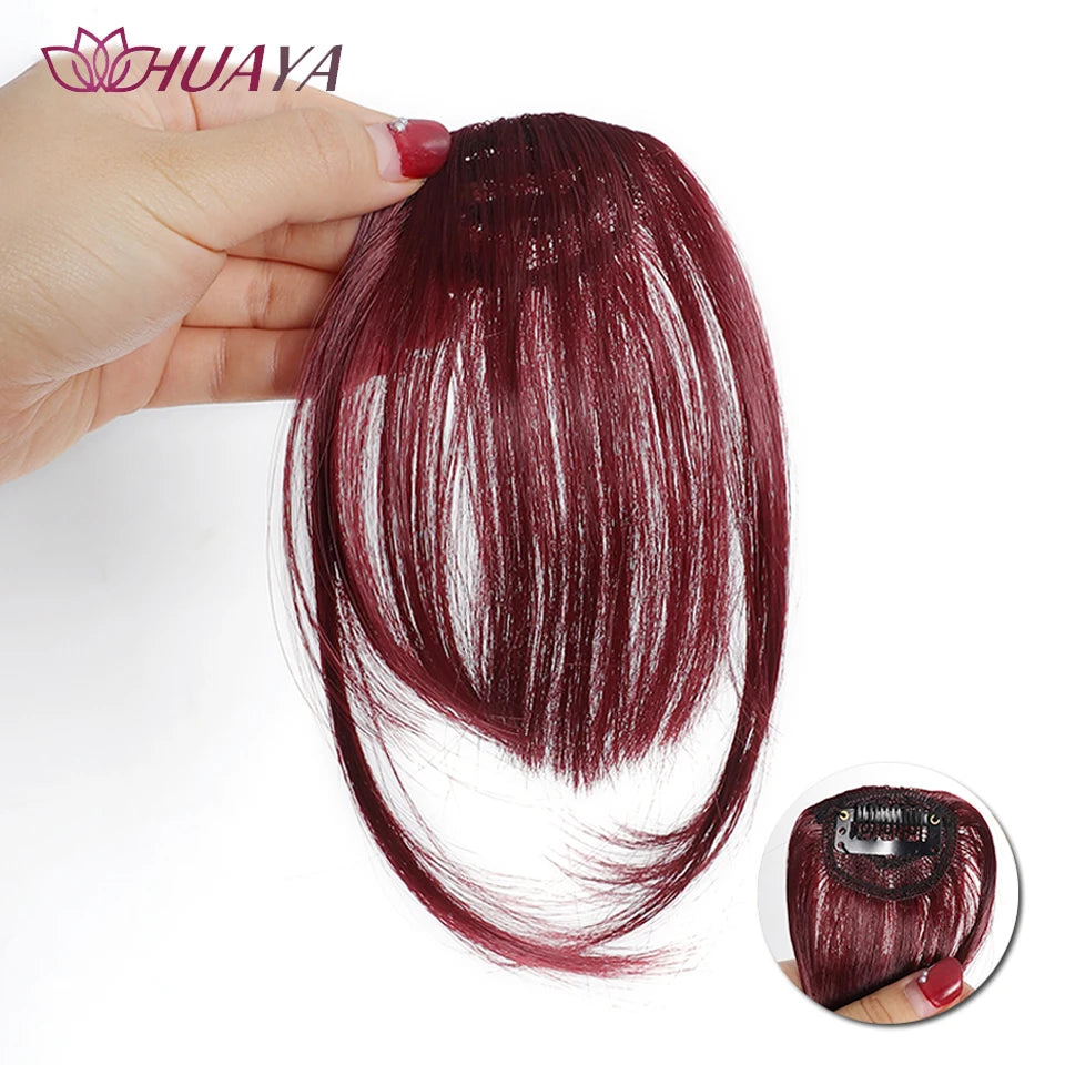 HUAYA-flequillo de aire sintético para mujer, pelo falso corto Natural, Invisible, sin costuras, extensiones de cabello frontal