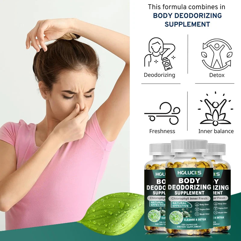 Cápsulas de Clorofila Natural, Suplemento para Desintoxicación Interna, Desodorante Corporal, Promueve el Bienestar Digestivo y de la Piel