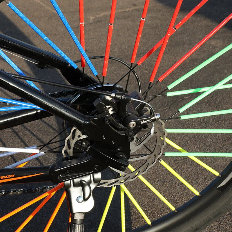 12 unids/bolsa radios de rueda de bicicleta pegatina reflectante tira de tubo luz de advertencia DIY 7,5 cm MTB Reflector de ciclismo Kit de seguridad reflectante