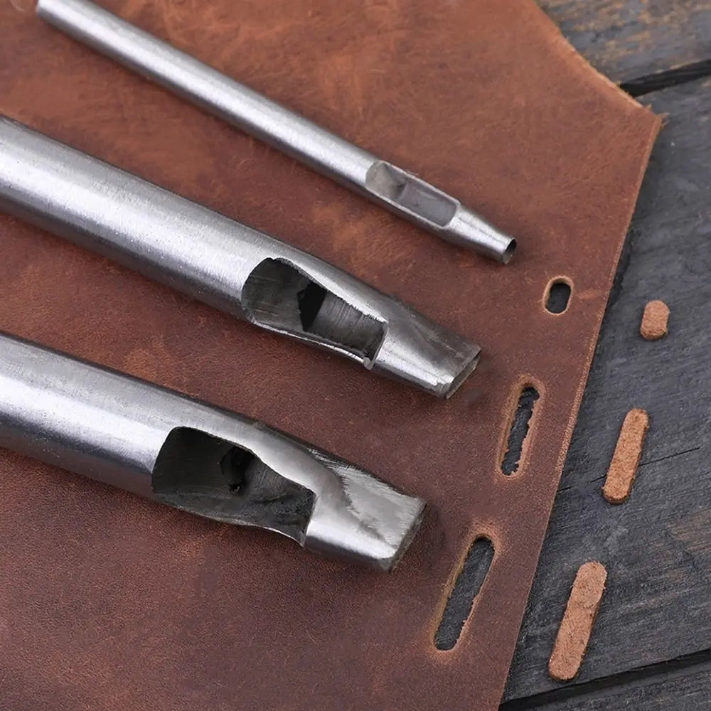 1 ud. Nuevo perforador de cuero para cinturones, herramienta DIY, perforador de agujeros huecos, ovalados, elípticos, de acero para manualidades