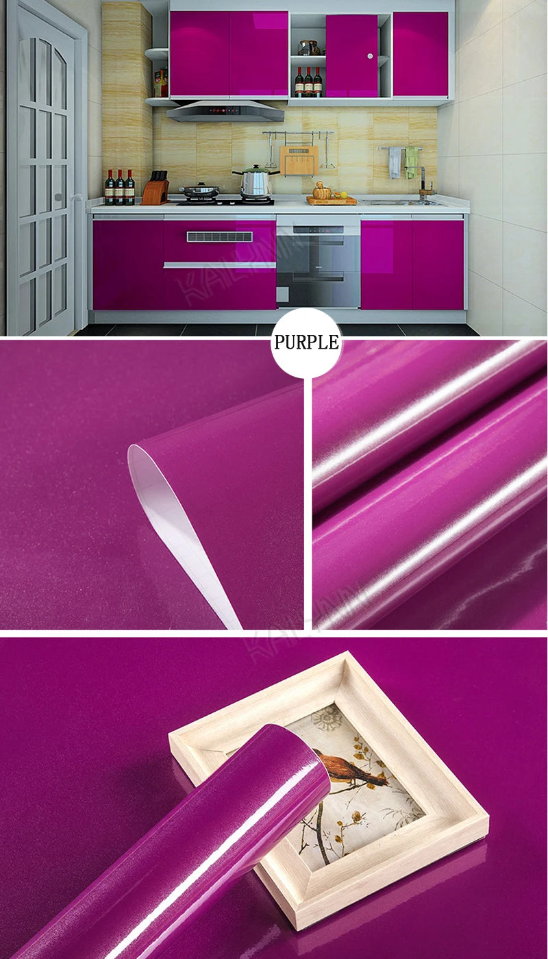 Papel tapiz impermeable de Color sólido, autoadhesivo para habitación, armario blanco y negro, pegatina de pared mate para muebles de cocina, ancho personalizable
