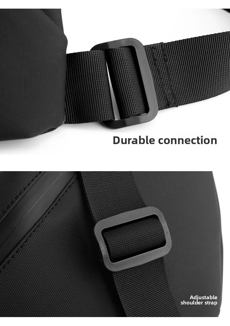 Bolso de Pecho Impermeable para Hombre, Bandolera, Mochila para Viajes Diarios, Membrana de Cuero Resistente a Salpicaduras, Ideal para Viajes Casuales