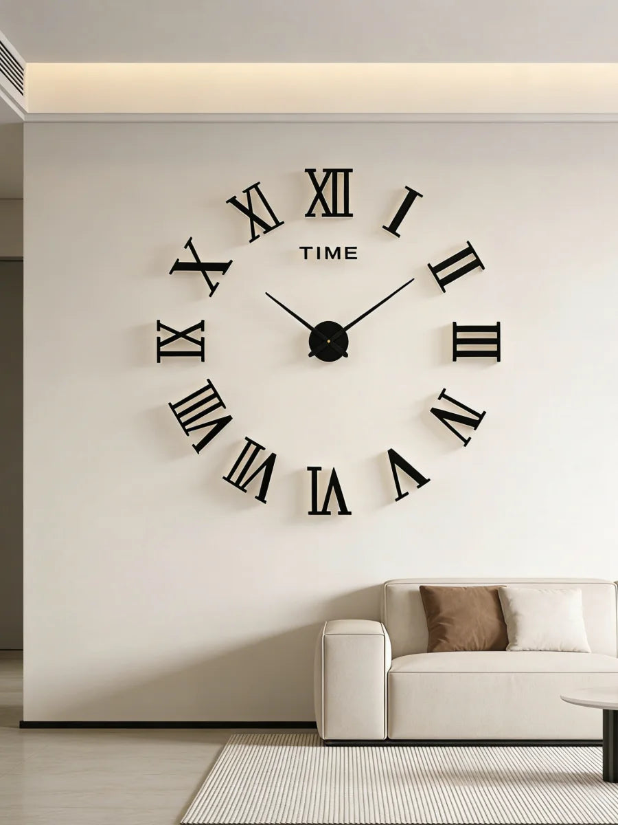 Reloj de pared con espejo acrílico de Número Romano grande 2D/3D, pegatina de moda DIY, relojes de cuarzo, reloj, decoración del hogar, pegatinas para el salón