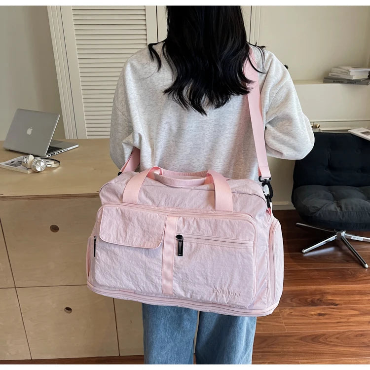 Bolsas de viaje Oxford con cremallera a la moda, bolsos sencillos de gran capacidad para mujer, gran oferta 20220, bolsas de viaje portátiles con hilo de coser