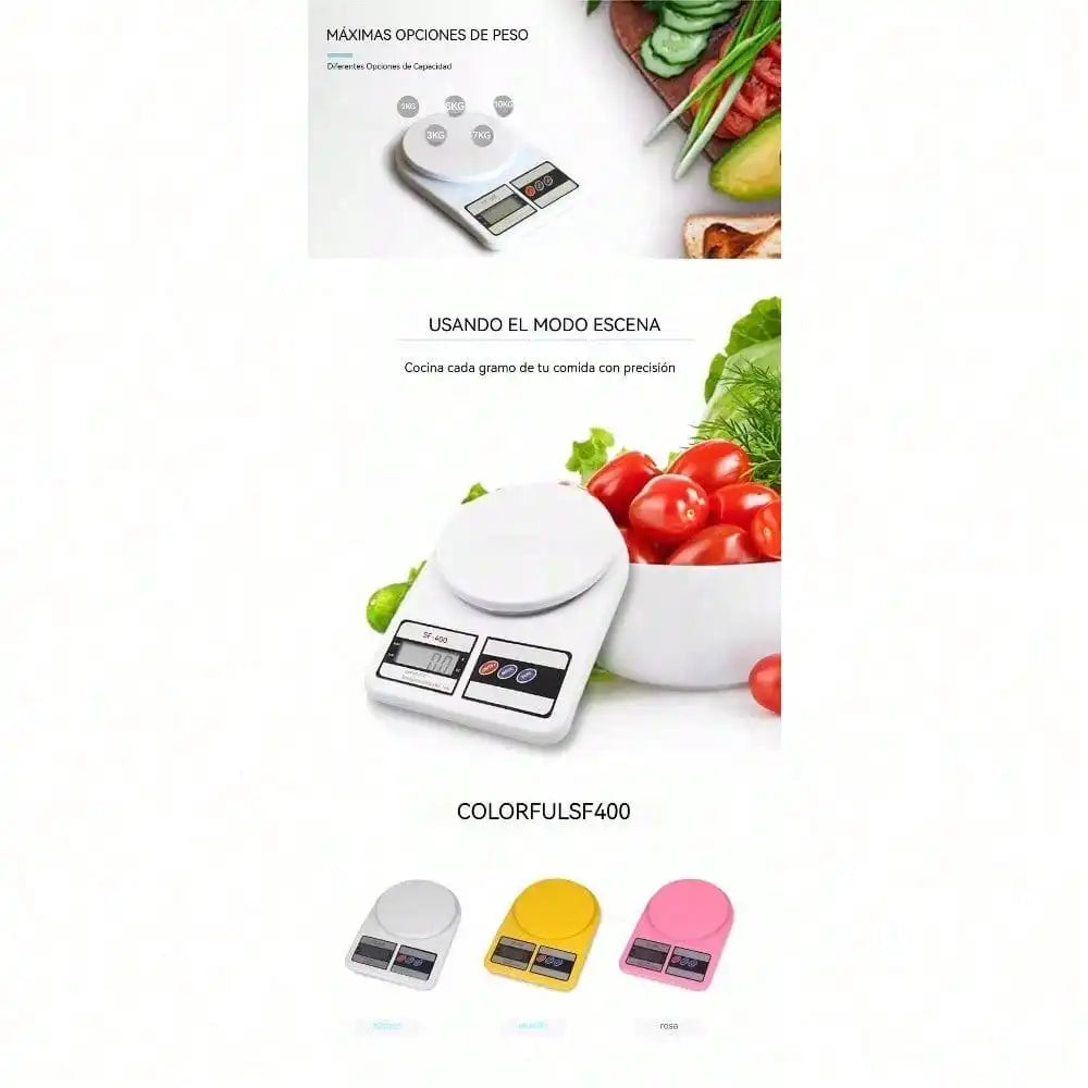 Báscula de Cocina Digital 10kg - Balanza Electrónica de Precisión Portátil con Batería, Pesa de Alimentos Inteligente para el Hogar