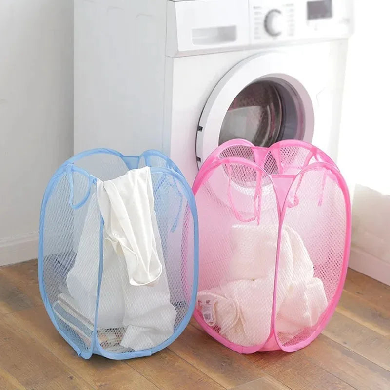 Cesta de lavandería de malla, cesta de almacenamiento pequeña y plegable para sala de estar, dormitorio, cambio de ropa, portátil, para viajes de negocios