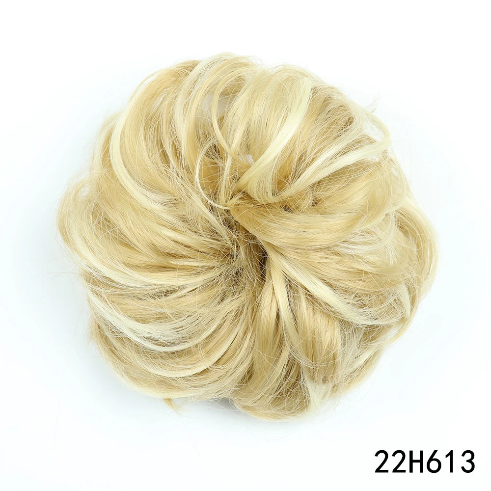 AZQUEEN moño de pelo sintético moño Natural gris desordenado banda para el cabello rizado elástico Scrunchy piezas de cabello falso para mujeres horquillas