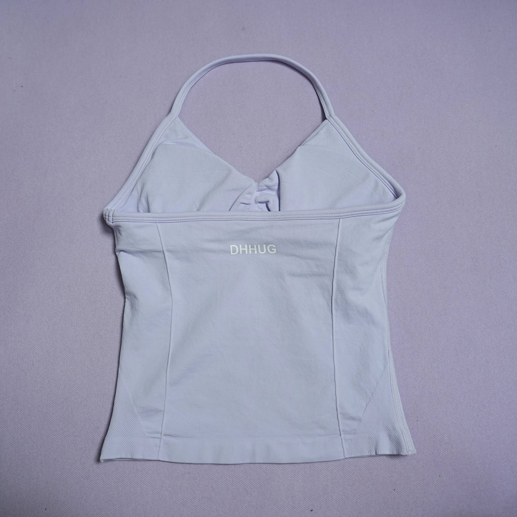 DHHUG Top deportivo para mujer, camiseta sin costuras para yoga con relleno extraíble, top deportivo sin mangas con cuello en V, para gimnasio y correr