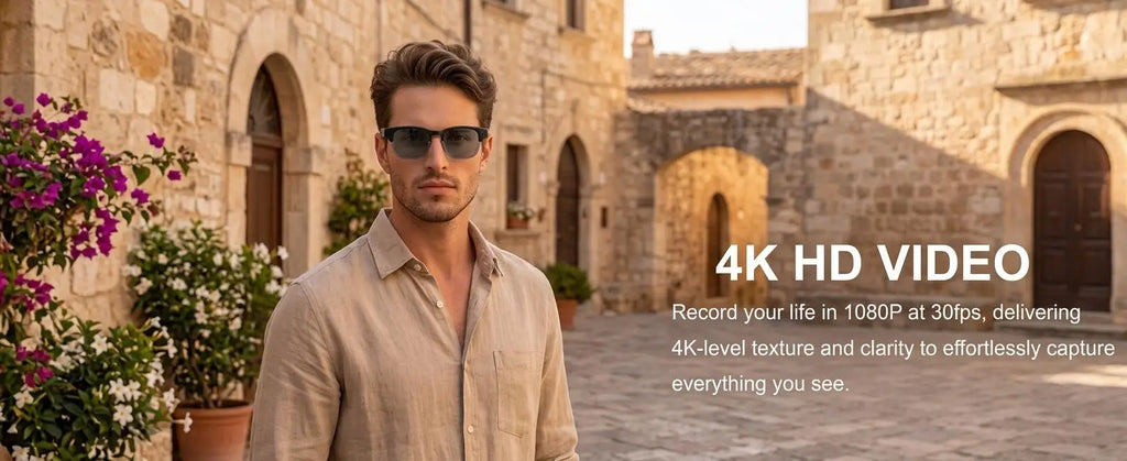 Gafas Inteligentes con Cámara para Hombre, Grabación de Video 4K, Reconocimiento de IA, Llamadas Bluetooth, Traducción de Voz, Anti Luz Azul para Mujer, para Trabajar