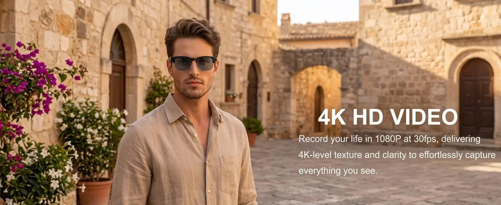 Gafas Inteligentes con Cámara para Hombre, Grabación de Video 4K, Reconocimiento de IA, Llamadas Bluetooth, Traducción de Voz, Anti Luz Azul para Mujer, para Trabajar