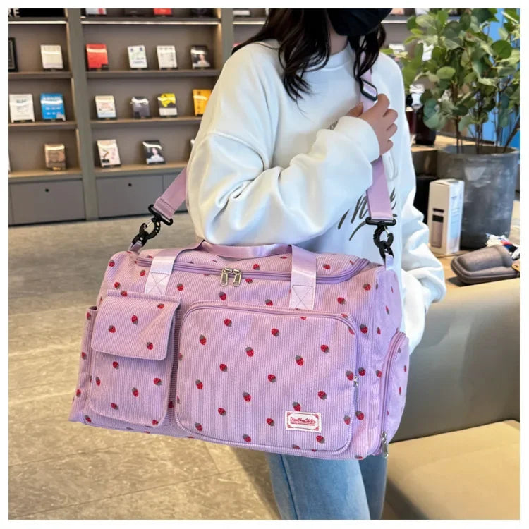 Bolsa de viaje de pana, bolsa de viaje de gran capacidad con compartimento para zapatos, bolsas deportivas para Fitness para mujer, bolsas de lona
