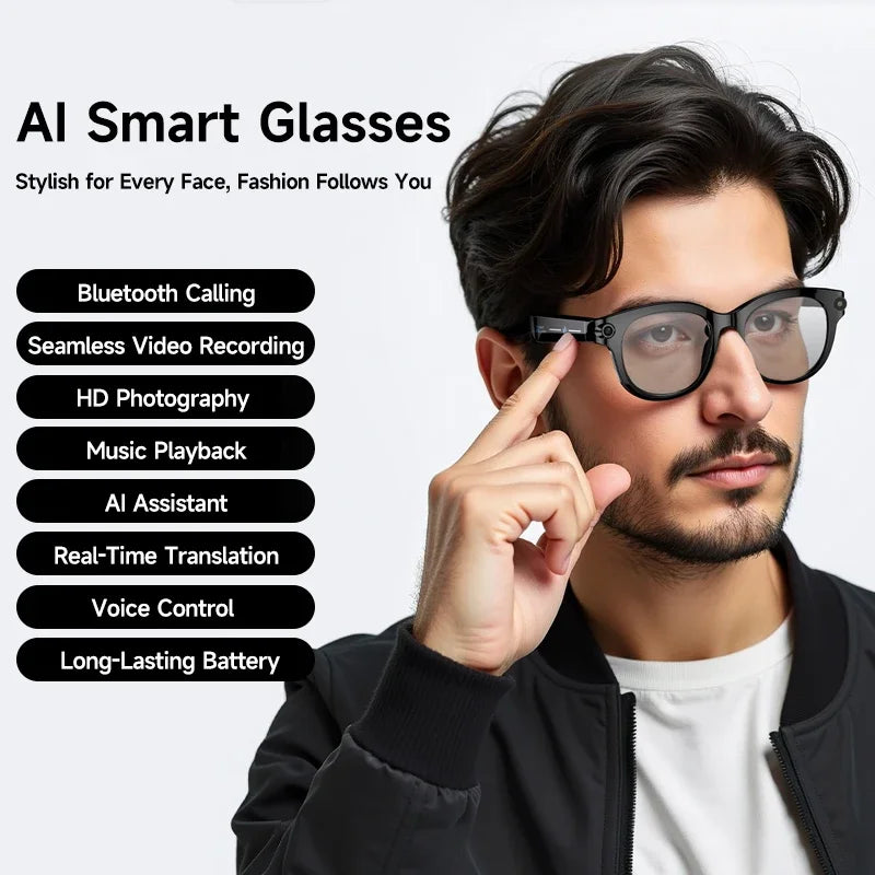 Gafas Inteligentes Xiaomi con IA, Cámara de Video de 800W, Traducción Multifuncional por IA, Minutas de Reuniones, Control de Música, Transmisión Wifi