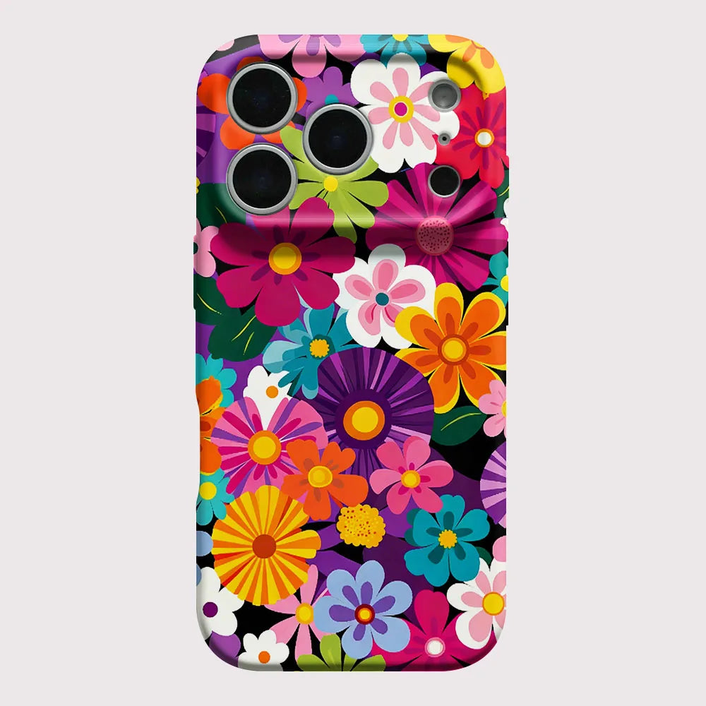 Funda para Teléfono iPhone 17 16 15 14 13 12 11 Pro Max Air 16e 7 8 Plus XS Max X XR, Carcasa Rígida de PC con Diseño Floral Retro Colorido
