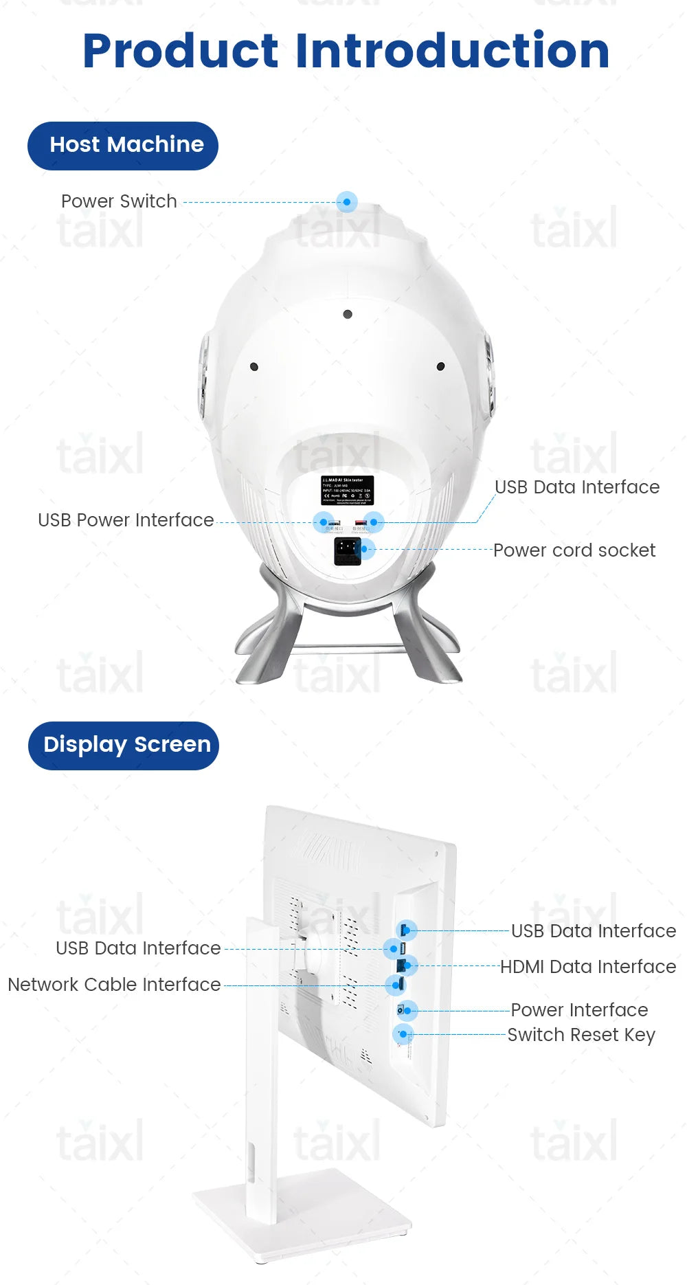 Escáner de piel 3D, analizador facial para el cuidado, máquina de Monitor, espejo mágico, prueba portátil, Detector en inglés, análisis de prueba de cámara facial