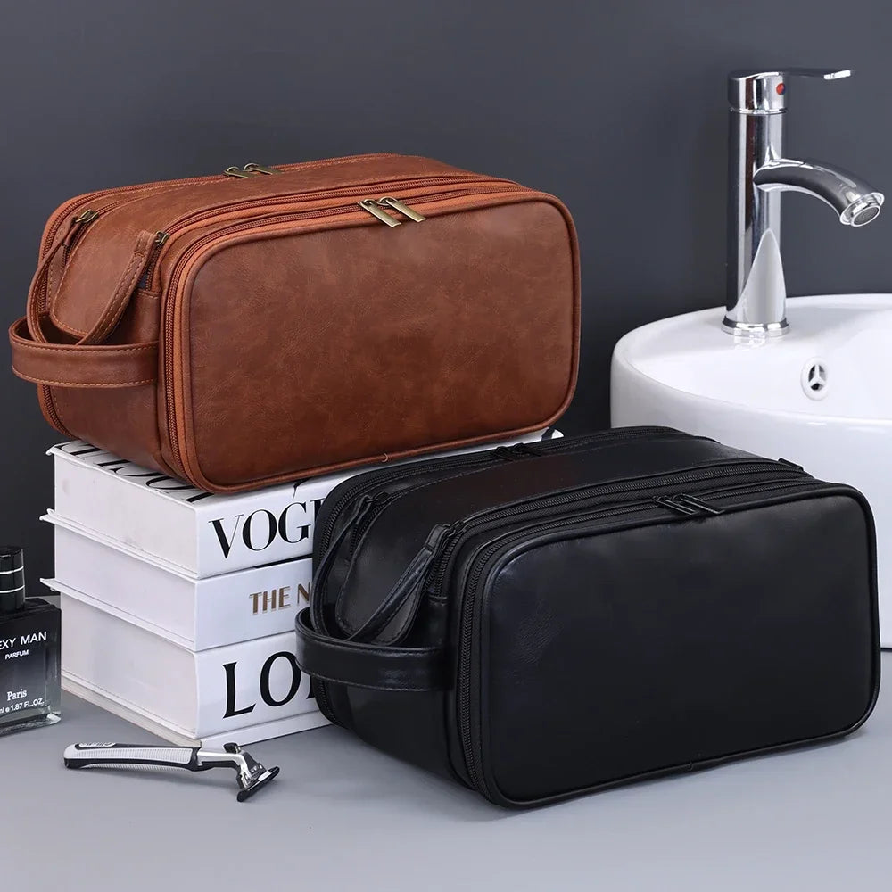 Neceser de PU con múltiples bolsillos para mujer y hombre, bolsas de maquillaje esenciales de viaje, bolsa colgante impermeable, bolsa organizadora de lavado de cosméticos