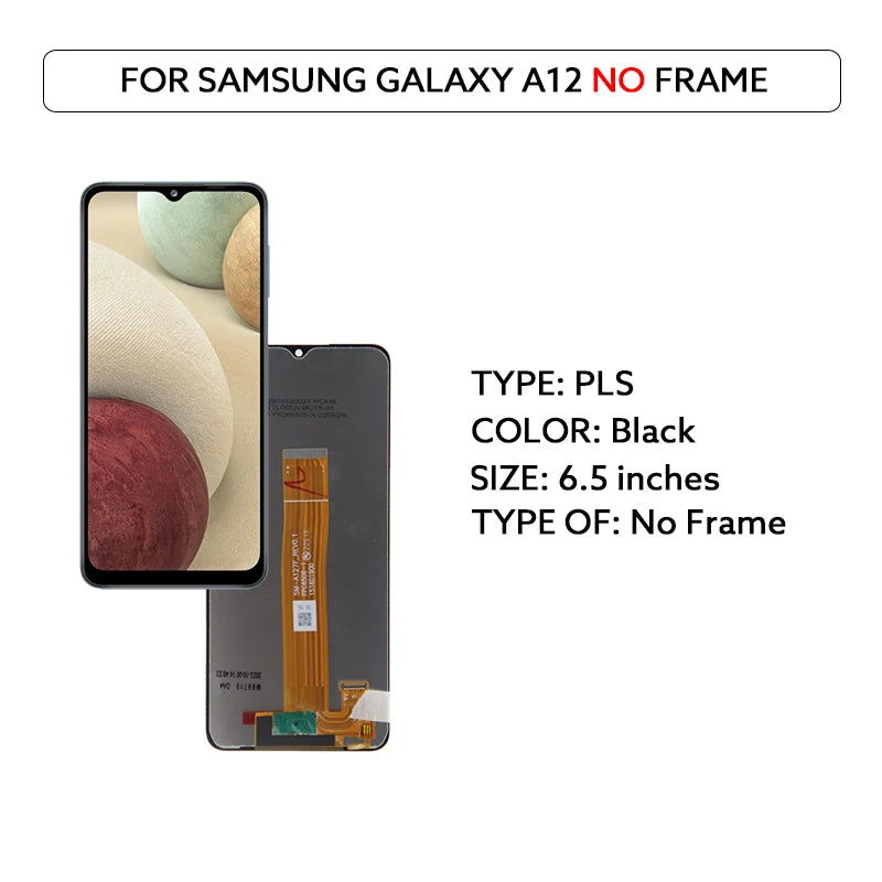 Pantalla LCD de 6,5 pulgadas para Samsung Galaxy A12 A125 A12 Nacho A127 M12 M127, Panel de montaje de digitalizador con pantalla táctil LCD, piezas de reparación