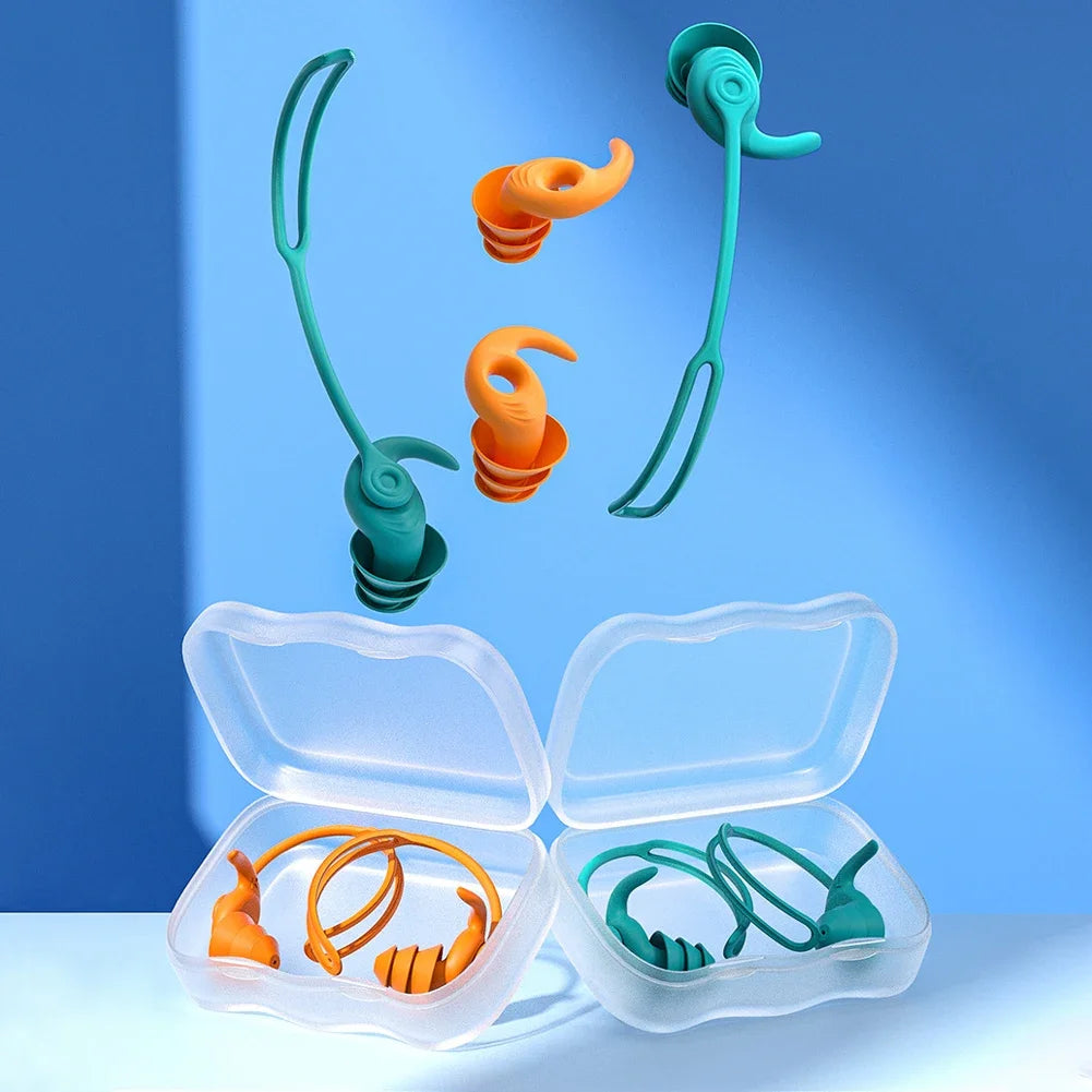 1 par/2 pares de tapones para los oídos para nadar, accesorios de silicona impermeables y antiruido para piscina, tapones para los oídos para natación, deportes acuáticos, tapones para los oídos para nadar