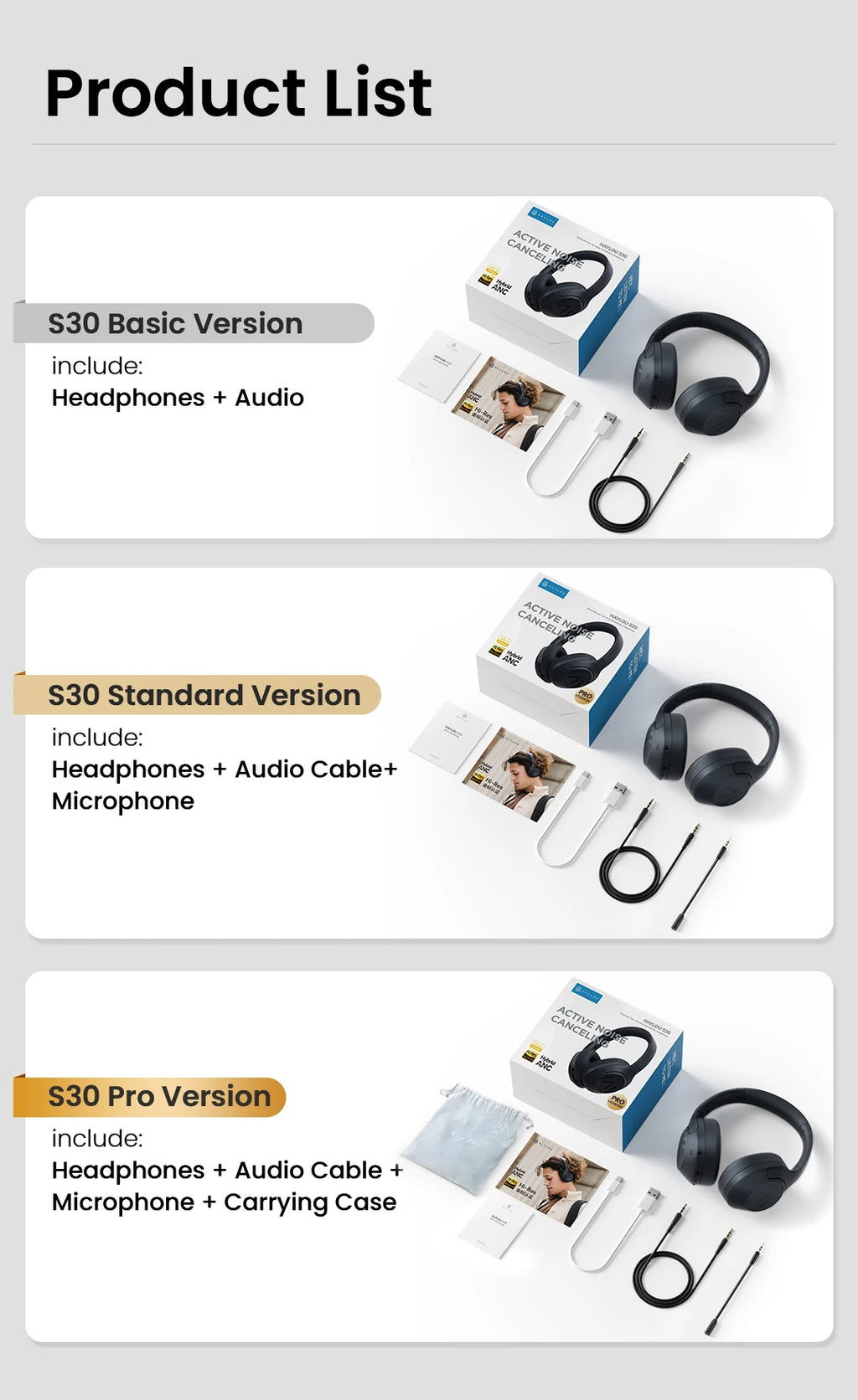 HAYLOU S30 ANC auriculares inalámbricos Bluetooth 5,4 auriculares de alta resolución 43dB auriculares adaptables con cancelación de ruido controlador de 40mm 80H