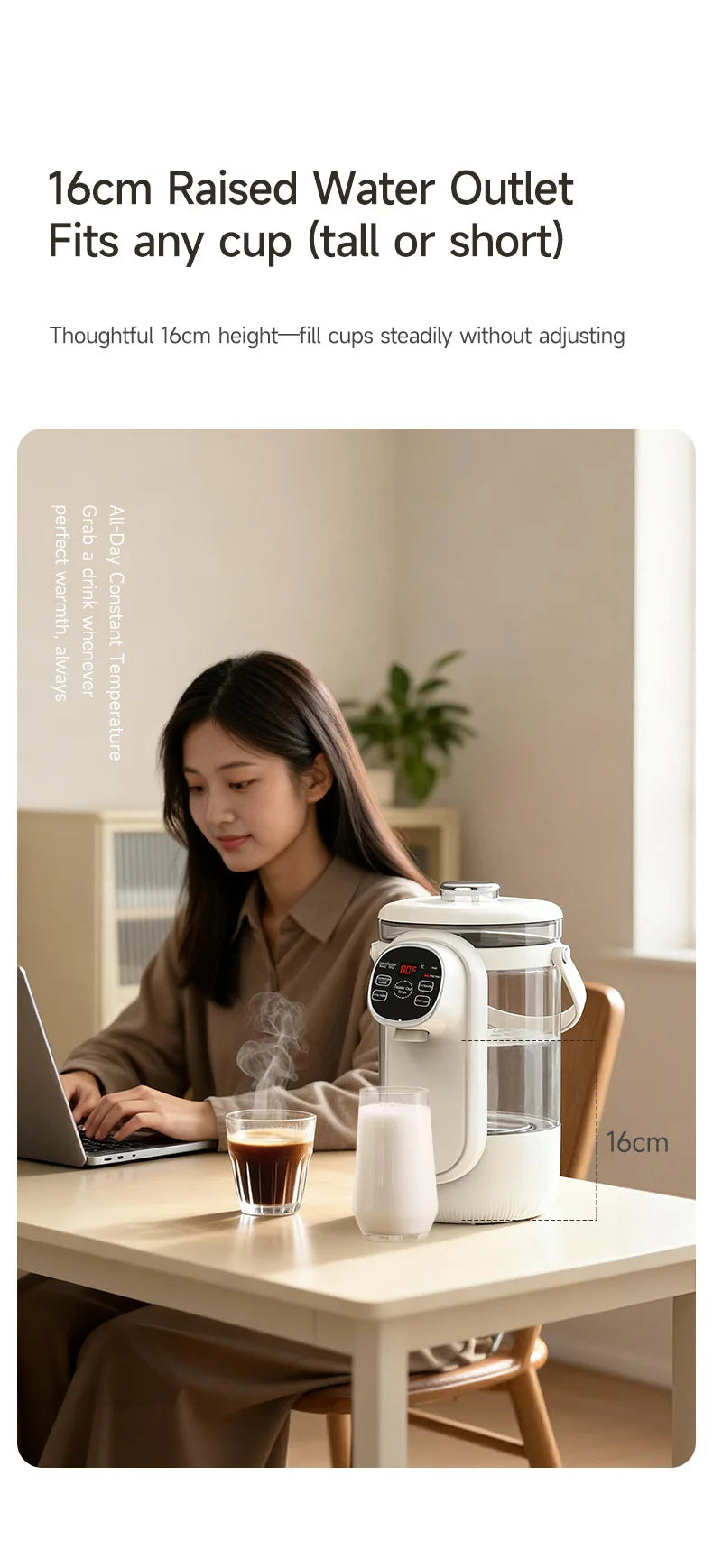 Hervidor eléctrico de 3,5 l, olla eléctrica automática para mantener el calor, ajuste de temperatura de 12 niveles, dispensador de agua multifunción